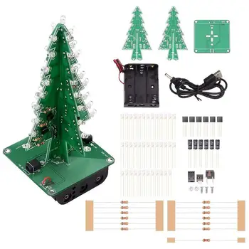 3D Božićno Drvce DIY Kit 3/7 Boja LED Bljeskalica Mini-Božićno drvce Tiskana pločica E-Učenja Komplet Poklon za Novu Godinu 2022