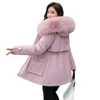 2021 Nova zimska jakna je Topla krzna ovratnik Debelo kaput Modne duge parkovi s kapuljačom Ženska Odjeća Ženska jakna zimska odjeća kaputi