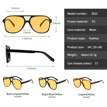 Pilot je Sunčane naočale za muškarce Luksuzni brand Za žene Berba Ogroman Trg Sunčane naočale sa žutim staklima Noćni vid zaštitne Naočale za vožnju Oculos