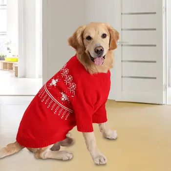 Božićni pulover za pse Slatka uzorak Pahuljica Džemper za kućne ljubimce Zima ugodno Topla odjeća za Pse Pogodan Za Velike Pse