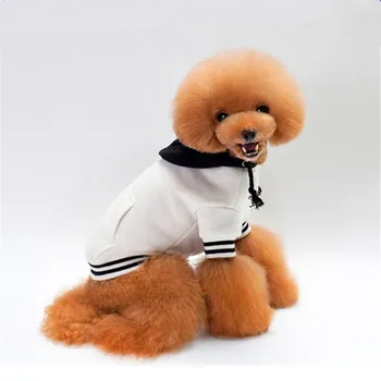 Novi Sportski džemper za kućne ljubimce pse od pamuka, Udobne i tople jakne za male pse, odjeća s kapuljačom za pliš štenaca (bijela,plava,siva)