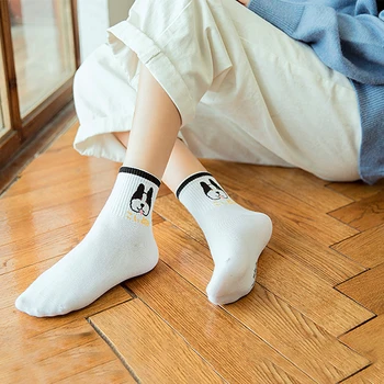 Prugasta kratke ženske čarape, Pamuk, Zabavne crnci Svakodnevne ženske čvrste čarape s rabbit Happy Harajuku Ženska Novost Jesen Životinje Sox