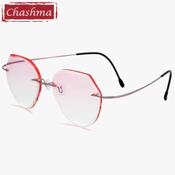 Chashma rimless Titan Muške Modne naočale za oči Okvira s dijamantima Okvira za naočale Ženske sunčane naočale Nijansu Leće